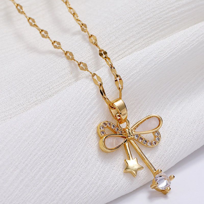 Fashion Simple And Sweet Bow Drop Ear Necklace Wholesale