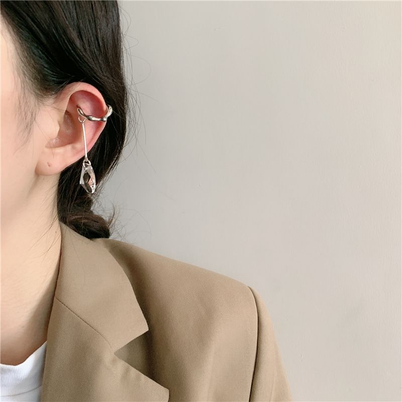 New C-ring Half Circle Crystal Pendant Earrings No Pierced Ear Bone Clip Wholesale