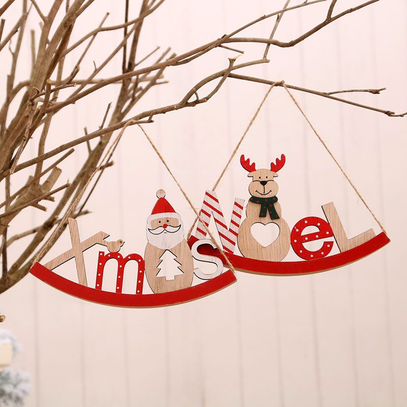 2020 New Christmas Decorations Swing Wooden Horse Christmas Letter Card Can Be Door Hanging Decoration Gift
