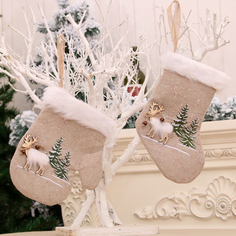 Embroidered Christmas Stocking Gloves Christmas Gift Christmas Tree Pendant