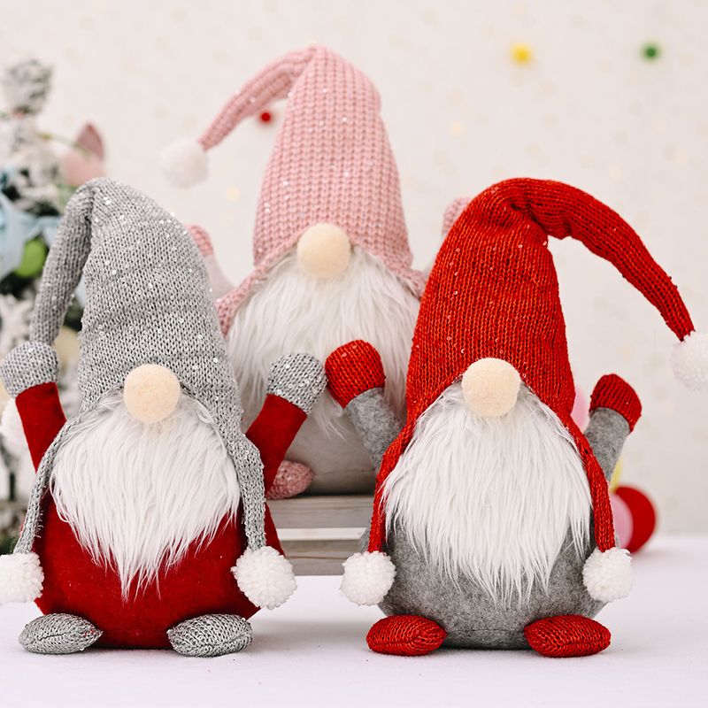 Haobei New Christmas Decoration Supplies Forest Old Man Knitted Hat Doll Faceless Doll Santa Claus Ornaments