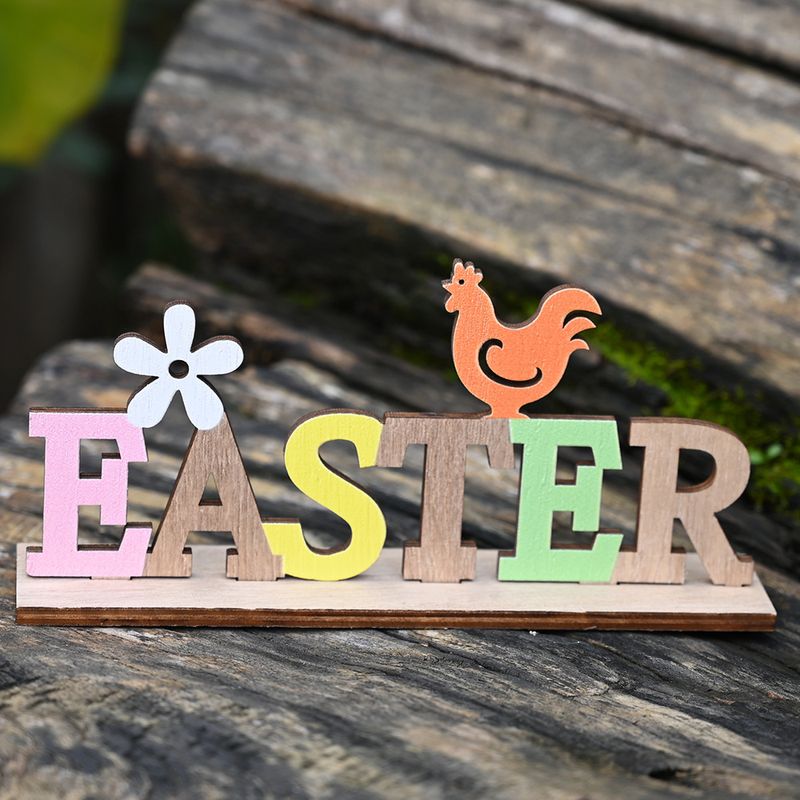 Haobei Easter Wooden Letter Plate Decoration Creative Color Letter Plate Tablecloth Decoration Easter Atmosphere Layout