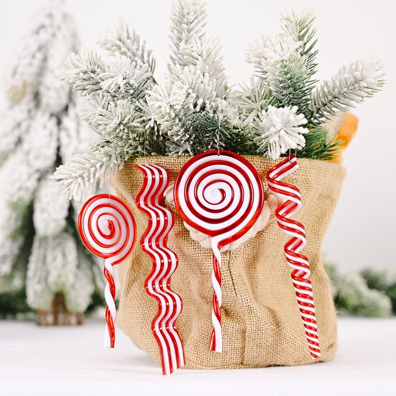 Kreative Rote Und Weiße Süßigkeitenanhängerplastiklutscher-hängende Stücksimulationsbonbons Der Neuen Weihnachtsdekoration