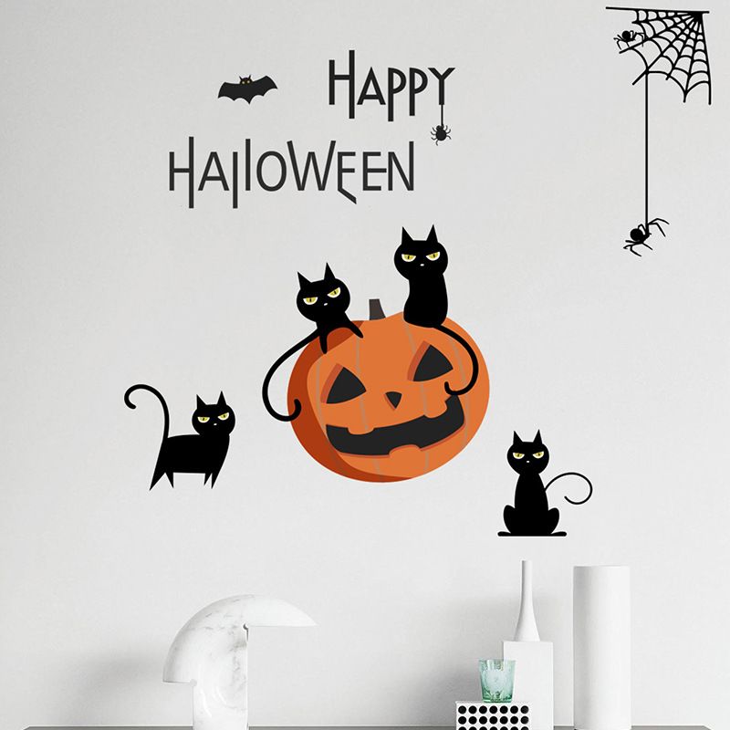 Van Gogh Wall Stickers Halloween Theme Series Black Cat Pumpkin Spider Halloween Festival Decorative Wall Sticker Fx64149