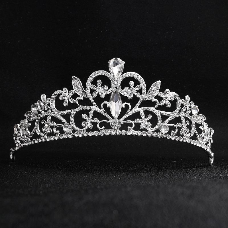 Baroque Style Vintage Round Bridal Crown Alloy Diamond-studded Bridal Wedding Headdress Wholesale