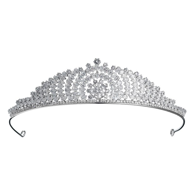 New Baroque Round Alloy Crown  High-end Zircon Crown Bridal Headband