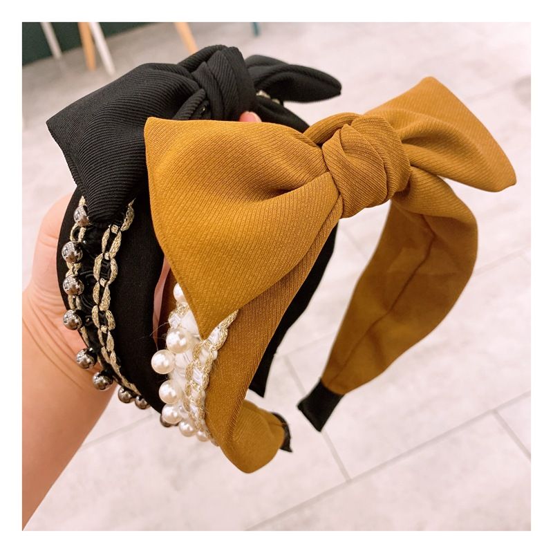 New Retro  Pearl Handmade Tassel  Bow Knot Headband