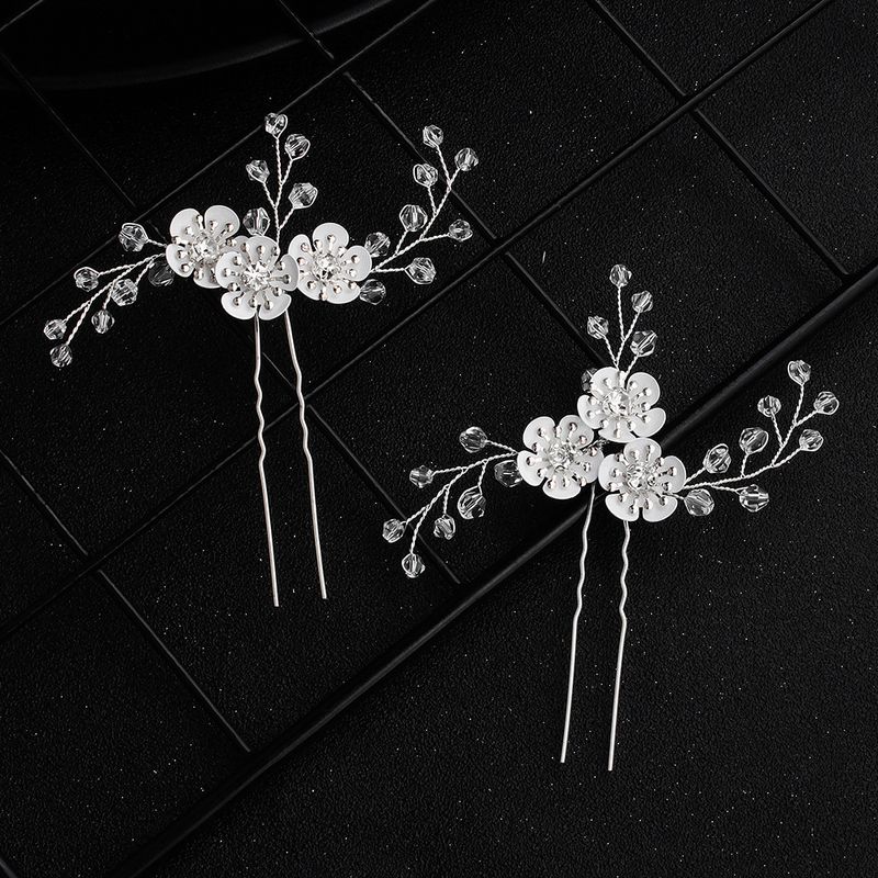 New Korean  Beautiful Antique Hand-woven Crystal Flowers Bridal Hairpin