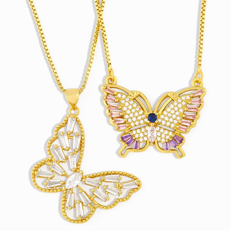 Butterfly Slightly Inlaid Zircon Necklace Simple Clavicle Chain Wholesale