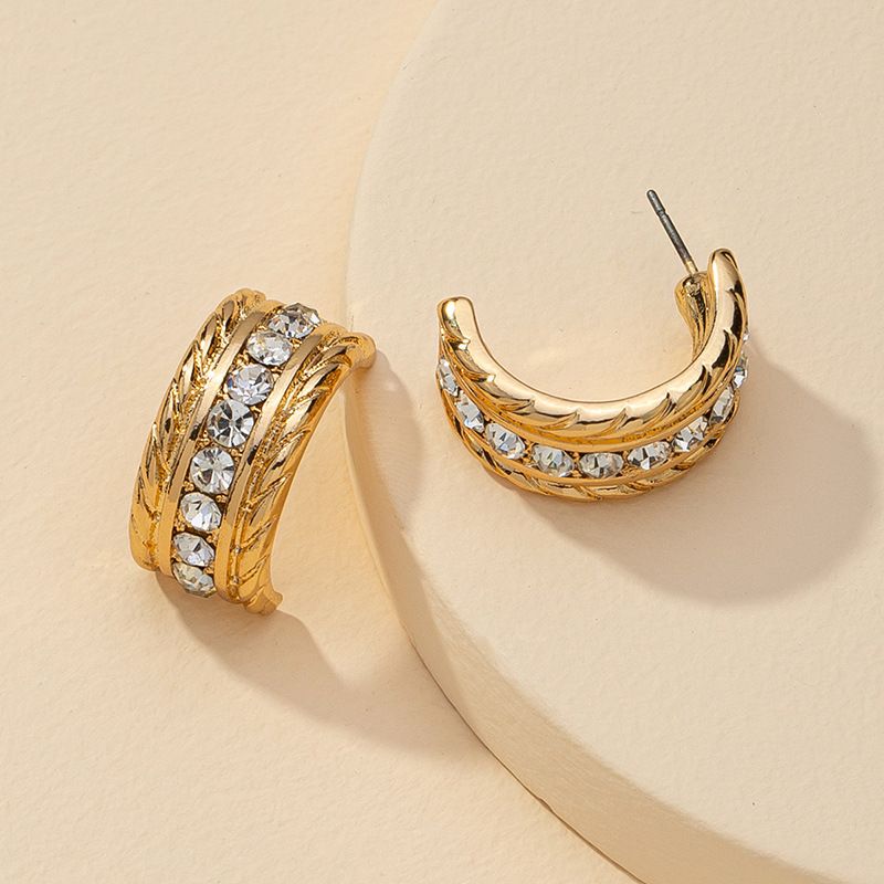 Hot Selling Fashion Metal Diamond Earrings Wholesale