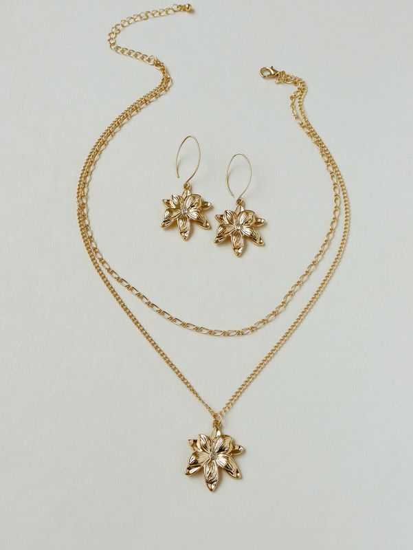 Popular Metal Flower Earrings Necklaces  Wholesale