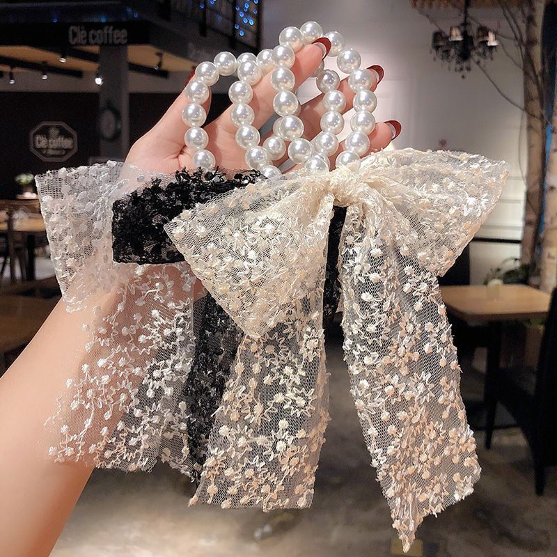 Hot Selling Fashion Pearl Bow Knot Hair Scrunchies