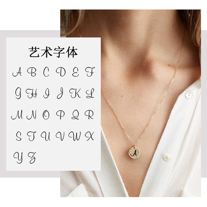 Fashion Engraved Handwritten Letter Titanium Steel Hot-selling Rose Gold Necklace Pendant