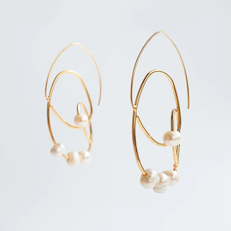 Exaggerated Geometric Pearl Metal Creative Irregular Earrings  Wholesale