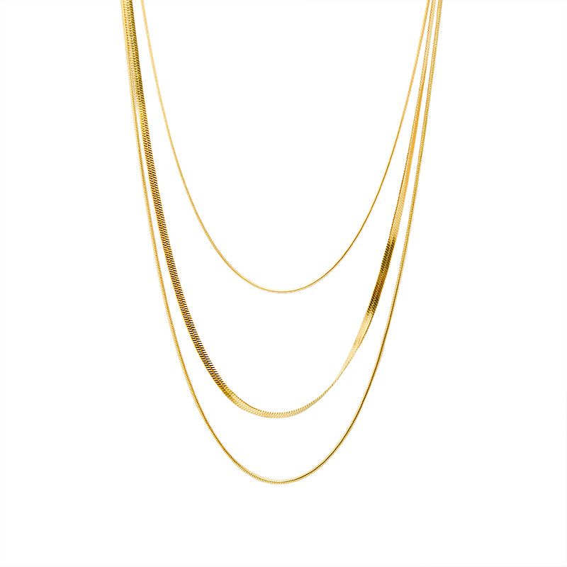 Trend Retro Einfache Titan Stahl Klinge Schlüsselbein Dreischichtige Anzug Halskette