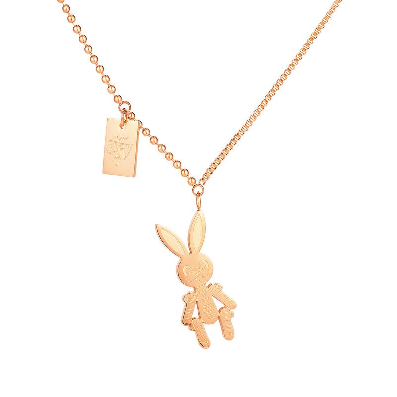 New Korean Simple Titanium Steel Rose Gold Plated Rabbit Clavicle Chain Pendant For Women
