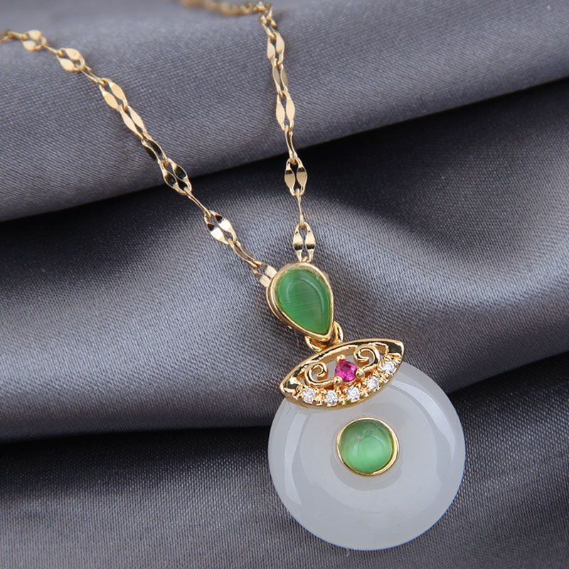 Collier Pendentif En Jade Simple Mode Coréenne