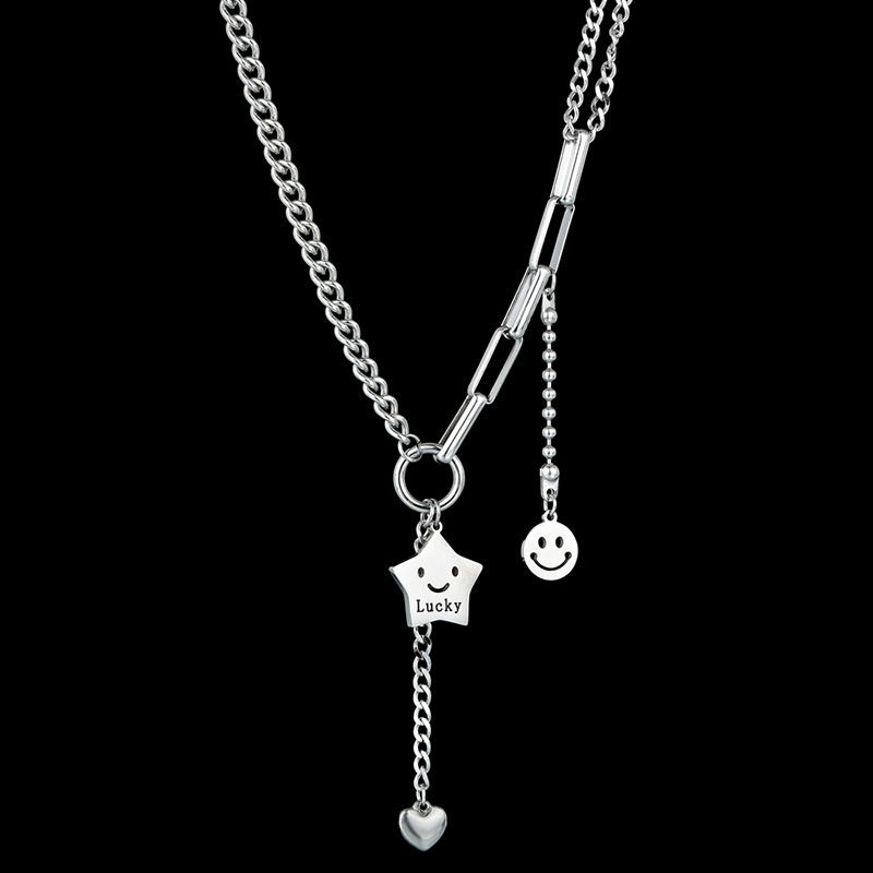 Hot Selling Fashion Smiley Face Five-pointed Star Necklace Wholesale
