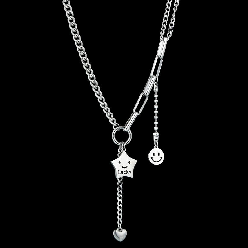 Vente Chaude Mode Smiley Visage Collier Étoile À Cinq Branches En Gros