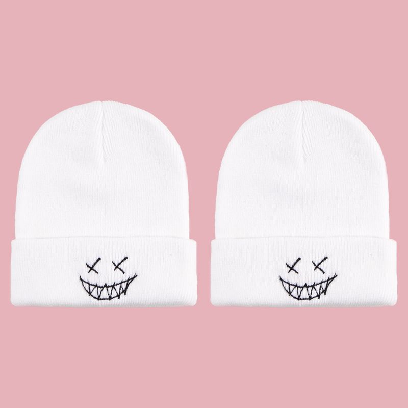 Hot Selling Smiley Face Knit Pure Color Cold Hat