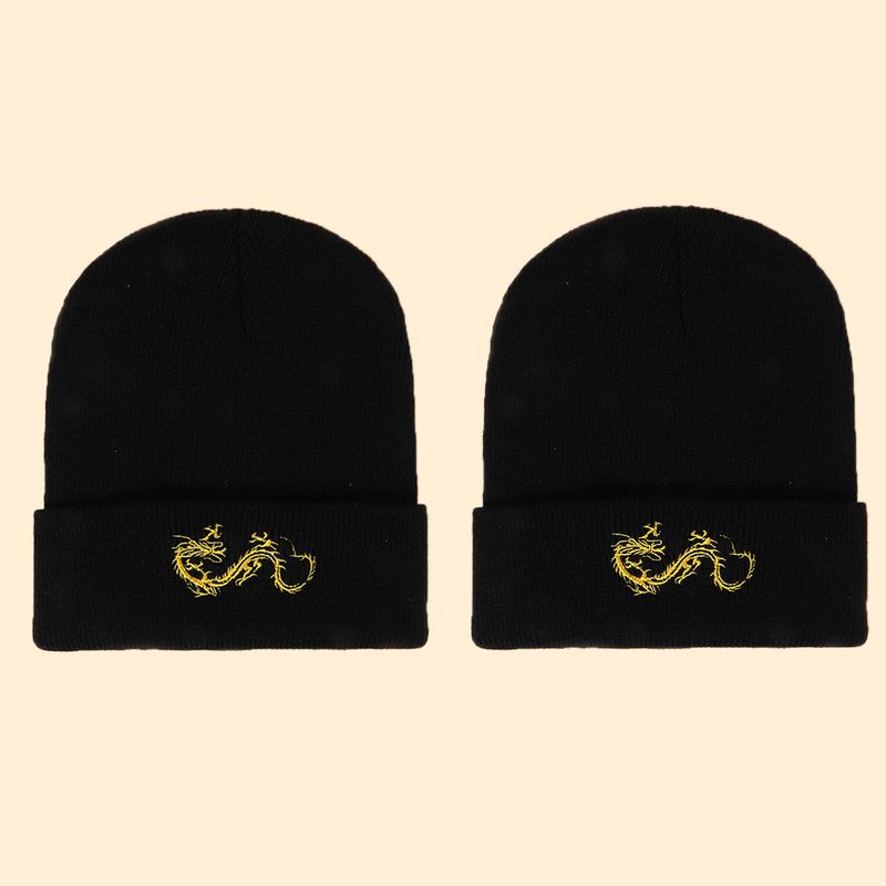 Hot Selling Fashion Dragon Embroidery Knitted Hat Factory Wholesale