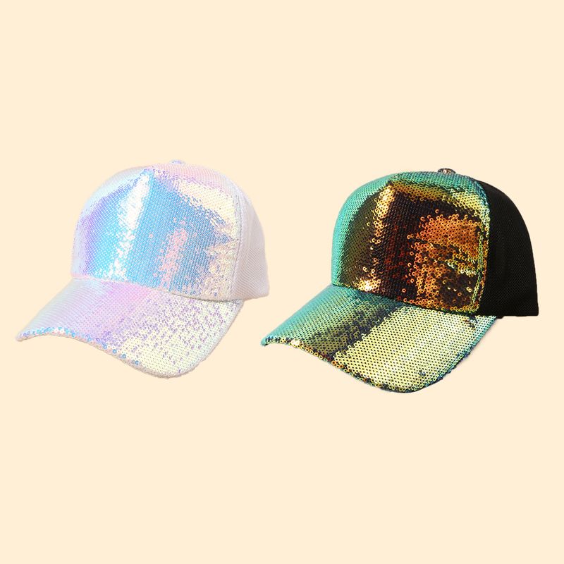 Venta Caliente Venta Al Por Mayor De La Gorra De Béisbol De La Protección Solar Del Casquillo Del Color Sólido Con Lentejuelas