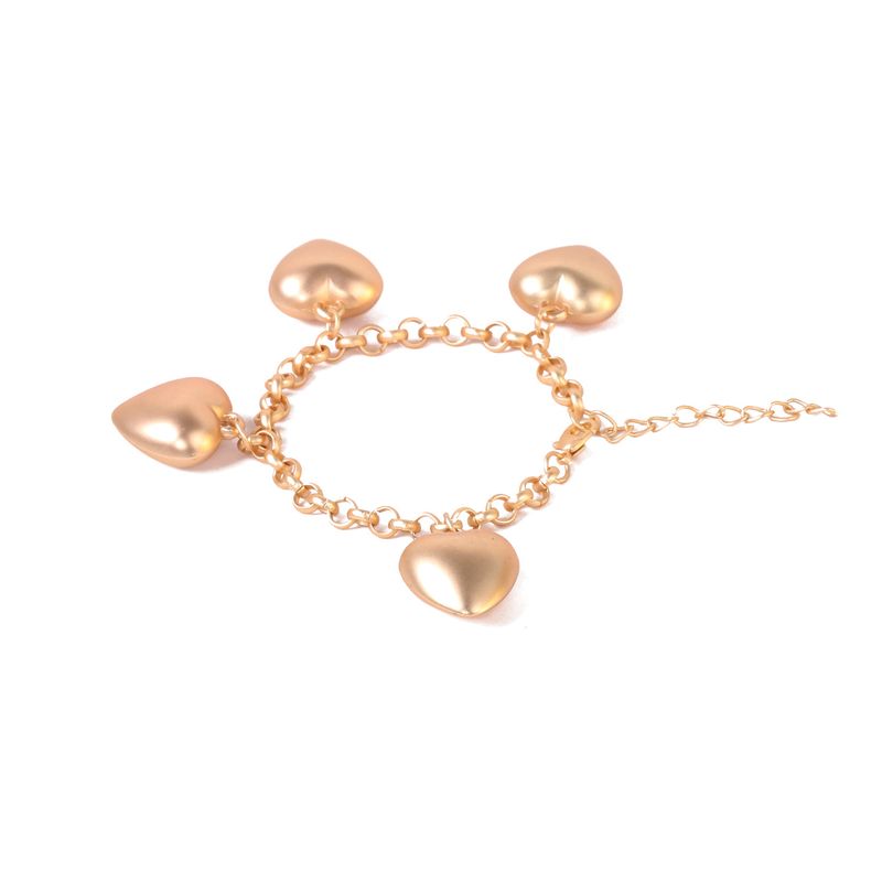 Retro Heart-shaped Exaggerated Matte Gold Metal  Bracelet For Women
