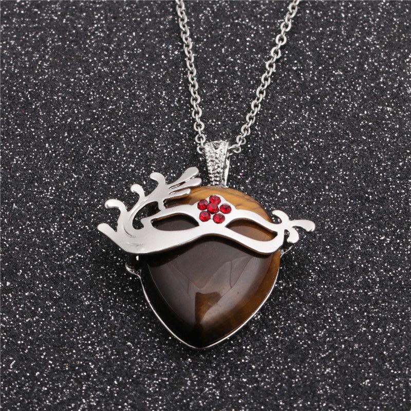 Fashion Geometric Ethnic Style Stainless Steel Chain Men And Women's Tiger Eye Pendant Necklace