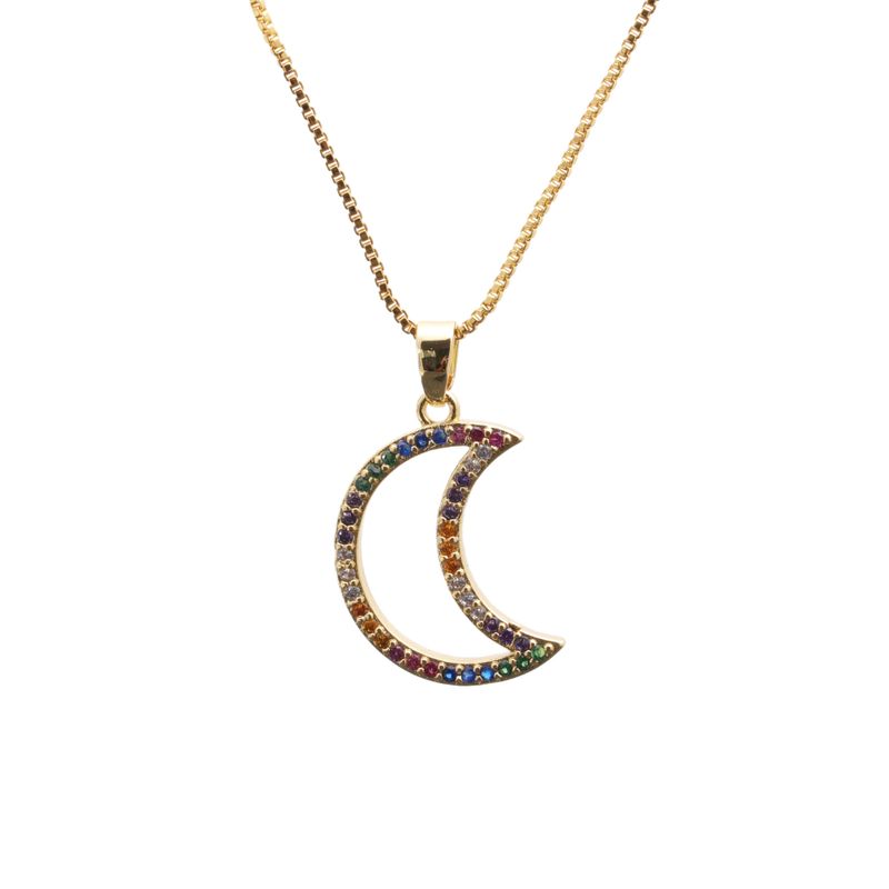 Nouveau Collier Pendentif En Cuivre De Lune De Mode Étoile Simple Pour Les Femmes