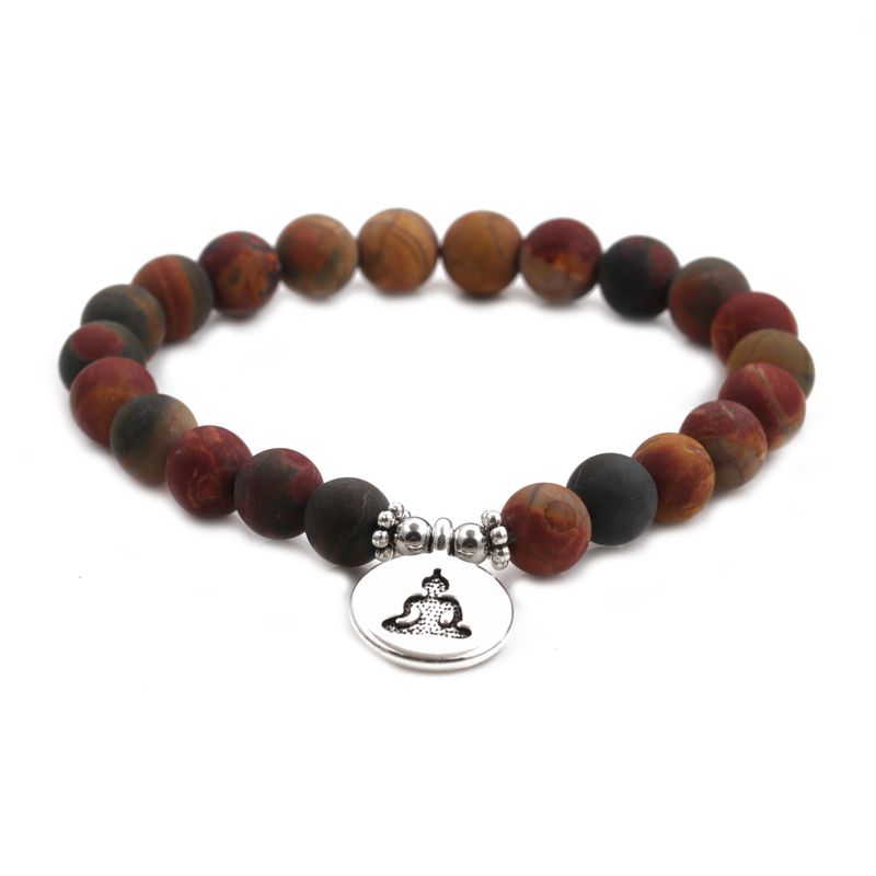 Hot-selling Fashion New 8mm Pine Lime Agate Buddha Head Bracelet For Women