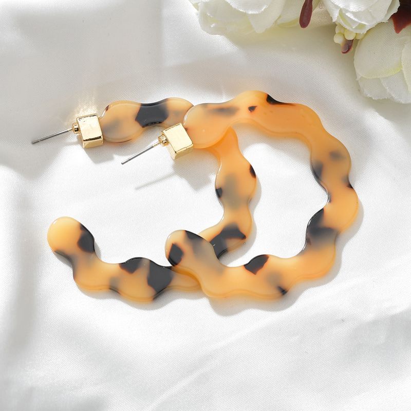 Alloy  Acrylic Acrylic Sheet C-shaped Wave Edge Earrings