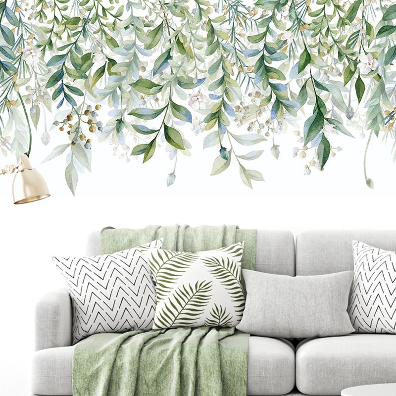 Hot Sale Meandering Green Plants Spring Is Full Of Removable Pvc Wall Stickers Decoration