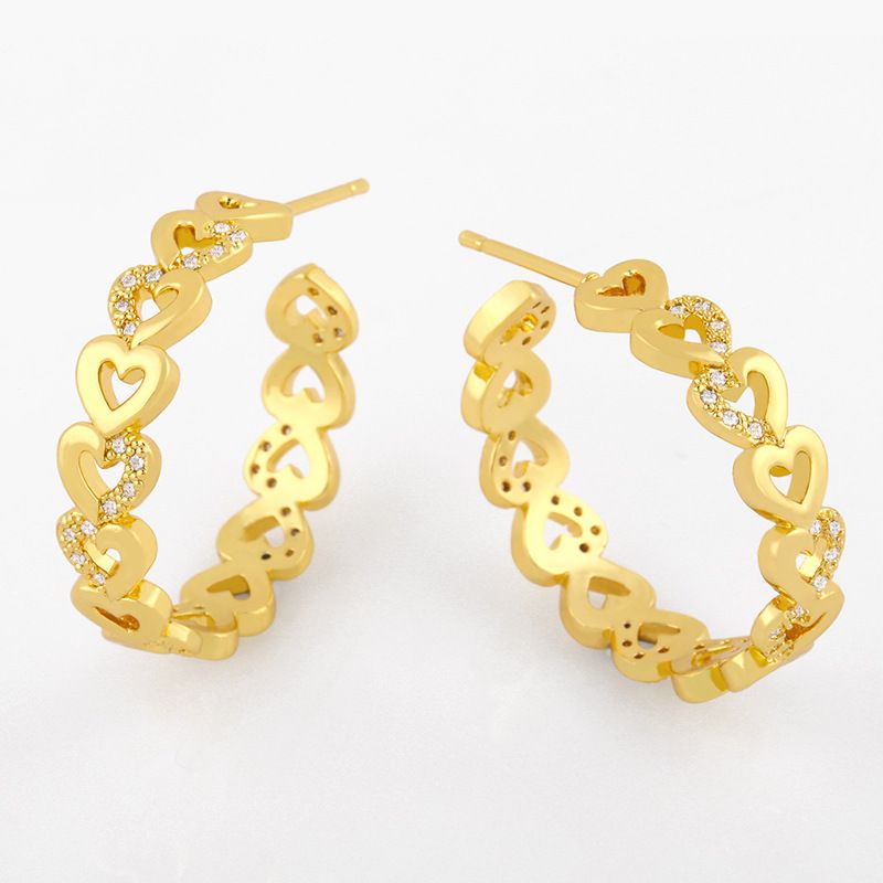 Vente Chaude Personnalité Vent Froid Hip-hop Géométrique En Forme De C Amour Boucles D&#39;oreilles Étoiles À Cinq Branches