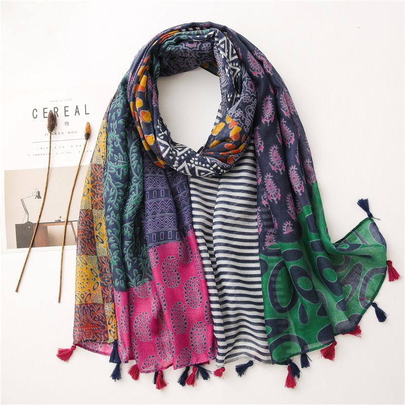 Hot Selling Mode Farbe Baumwolle Leinen Schal Seide Schal