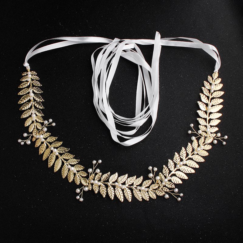 Wedding Girdle Handmade Pearl Golden Leaf Wedding Accessories