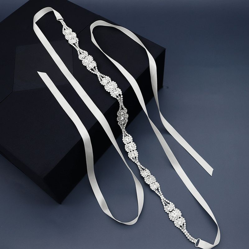 Retro Ribbon Soft Chain Girdle Sun Flower Rhinestone Dress Waistband Bridal Belt Wedding Accessories