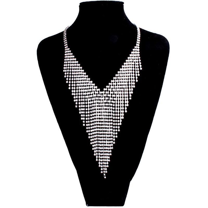 Fashion Exaggerated Long Full Diamond Tassel Necklace Party Accessories