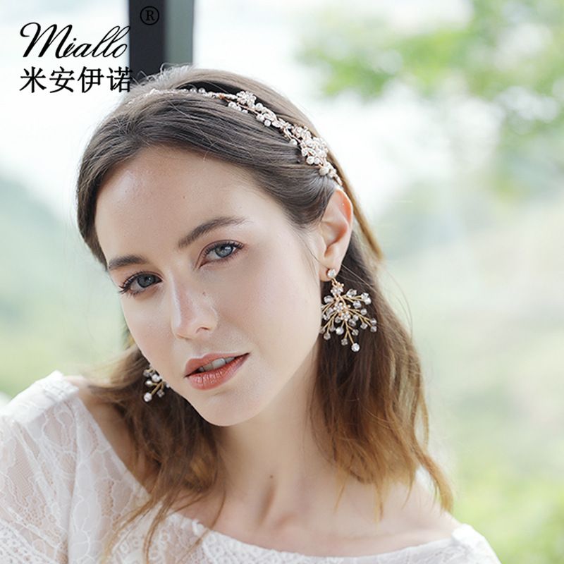 Boucles D&#39;oreilles Coréennes Belles Fleurs En Cristal Perlé Fait Main