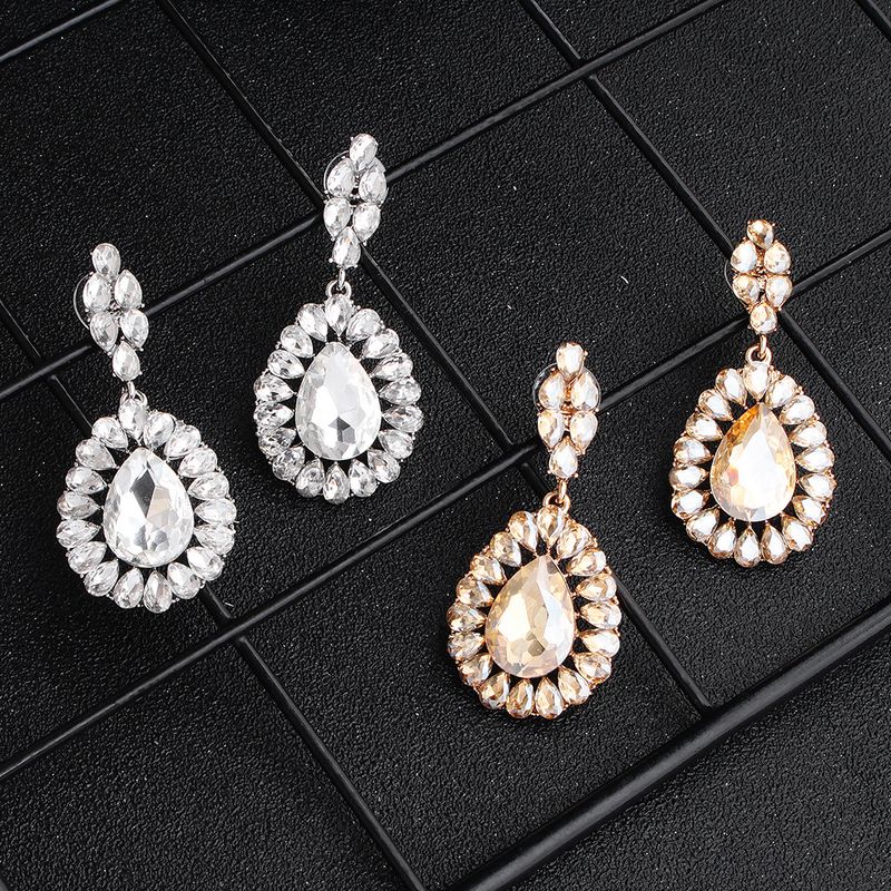 Fashion Exaggerated Diamond Water Drop Trendy Bohemian Style Earrings