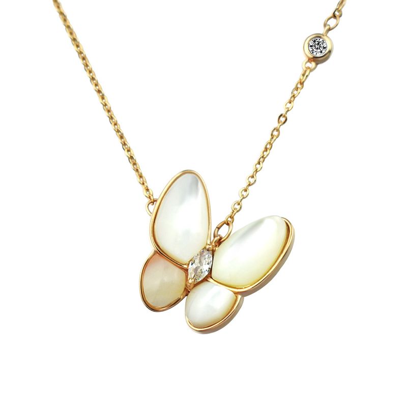 Neue Trend Weiße Muschel Perlen Schmetterling Geschenk Kurze Kupfer Schlüsselbein Kette Für Frauen Großhandel