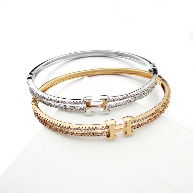 Hot Selling Fashion Gold-plated H Letter Micro-inlaid Zircon Bracelet Wholesale