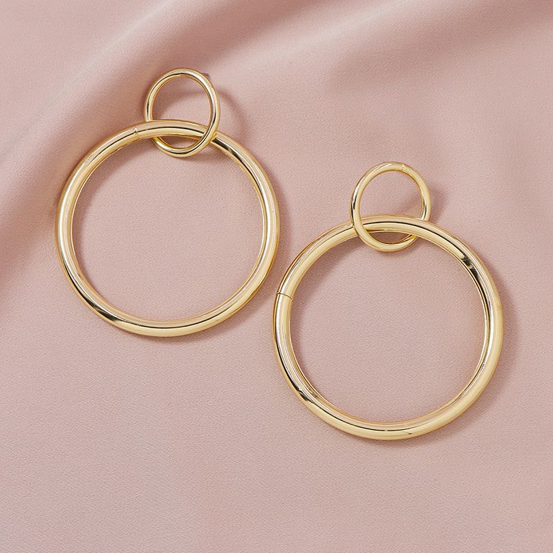 Fashion New Pair Of Metal Circle Hot-selling Exaggerated Alloy Earrings