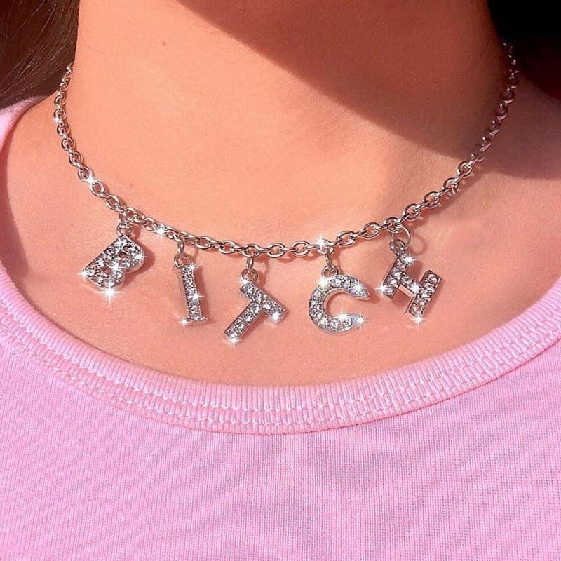 New Multi-layer Letter Full Diamond Pendant Necklace Combination