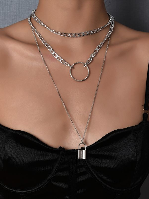 Fashion Metal Lock Pendant Multi-layer Women's Necklace