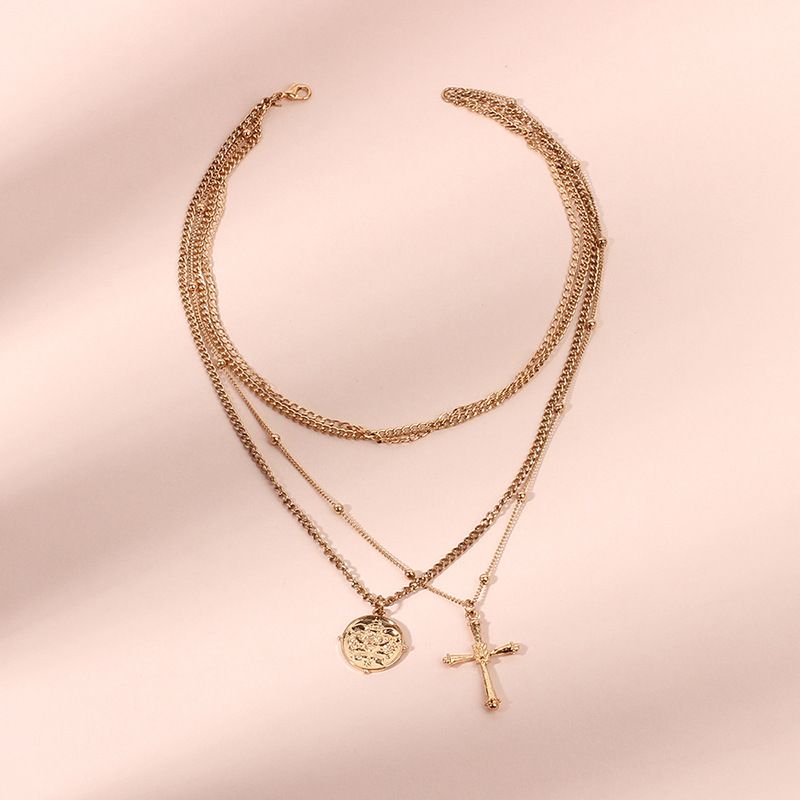 Fashion New Exaggerated Multi-element Cross Multi-layer Clavicle Chain Necklace
