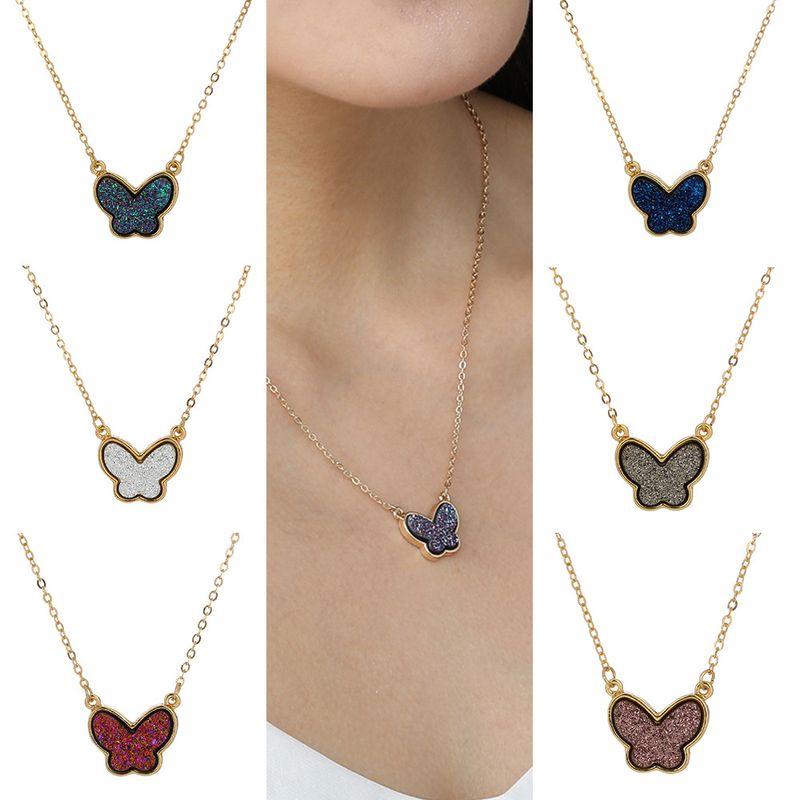 Hot-selling Creative Multi-color Crystal Cluster Butterfly  Fashion Wild Necklace