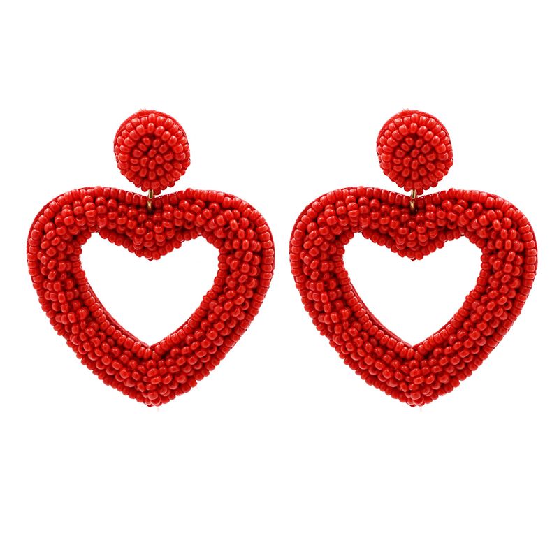 Fashion Meter Bead Heart-shaped Retro Exaggerated  Women's Alloy Earrings