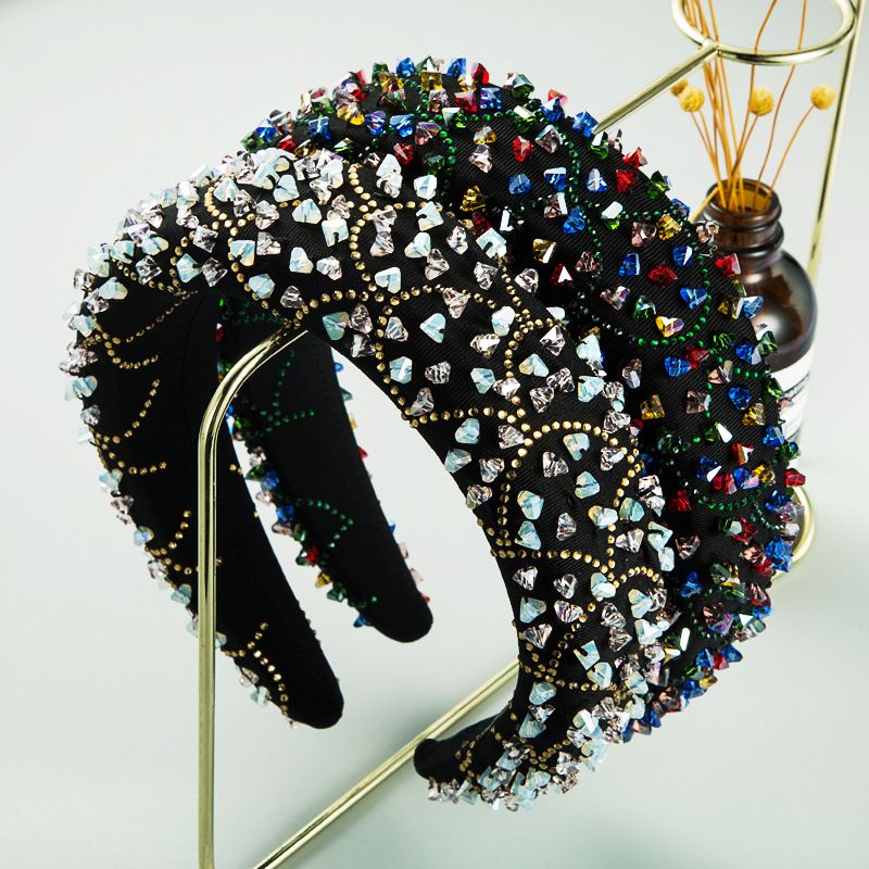 New Luxury Handmade Stitching Crystal Diamond Broad-side Sponge Headband