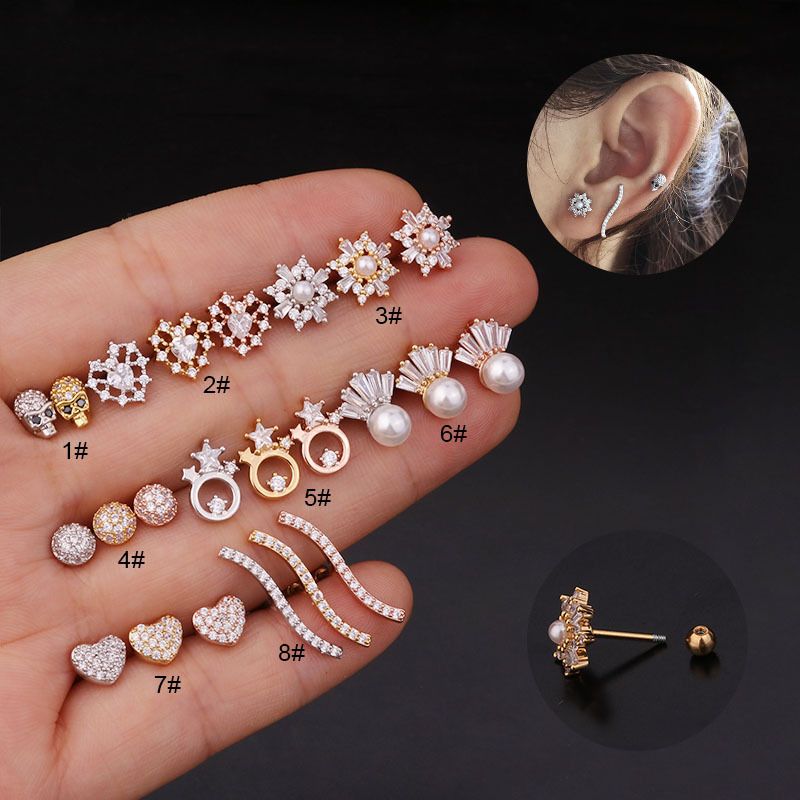 New Fashion Stainless Steel Threaded Earrings