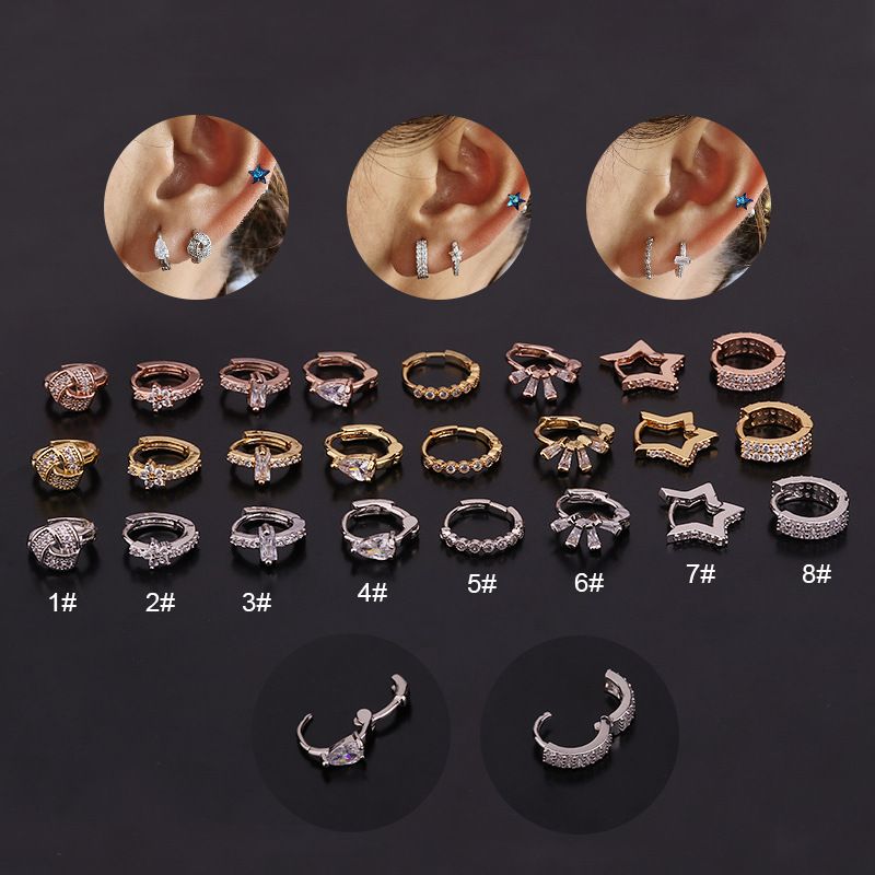 Lady Geometric Inlaid Zircon Copper Earrings